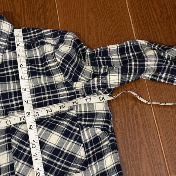 J Crew Flannel Shirt Jacket blue white plaid half zip front size XXS long sleeve - Picture 4 of 11